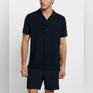 New Men’s Express Solid Rayon Short Sleeve Shirt